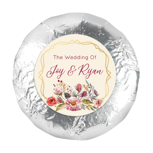 Personalized Wedding Blooming Bouquet 1.25" Stickers (48 Stickers)