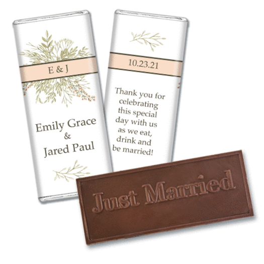 Personalized Wedding Wildflower Bouquet Embossed Chocolate Bar & Wrapper