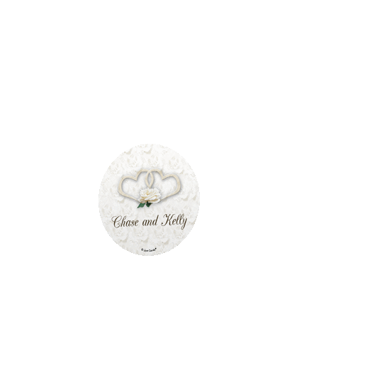 Personalized Wedding Two Hearts Lord's Blessing 2" Sticker for Silver Medium Round Tin