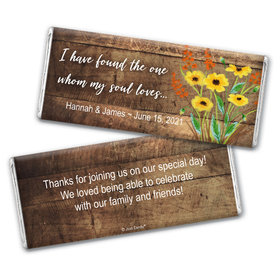 Personalized Wedding Painted Flowers Chocolate Bar & Wrapper