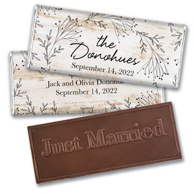 Personalized Wedding Delicate Botanicals Embossed Chocolate Bar & Wrapper