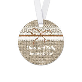 Personalized Round Burlap Lace Wedding Favor Gift Tags (20 Pack)