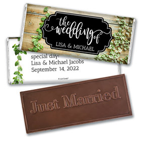Personalized Wedding Vines of Love Embossed Chocolate Bar & Wrapper