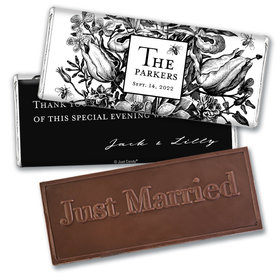 Personalized Wedding Ornamental Botanicals Embossed Chocolate Bar & Wrapper