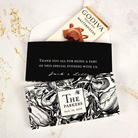 Deluxe Personalized Wedding Ornamental Botanicals Godiva Chocolate Bar in Gift Box