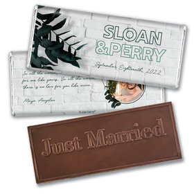 Personalized Wedding Contemporary Foliage Embossed Chocolate Bar & Wrapper