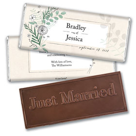 Personalized Wedding Romantic Flora Embossed Chocolate Bar & Wrapper
