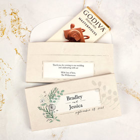 Deluxe Personalized Wedding Romantic Flora Godiva Chocolate Bar in Gift Box