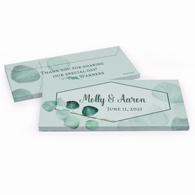 Deluxe Personalized Wedding Peaceful Eucalyptus Hershey's Candy Bar Favor Box