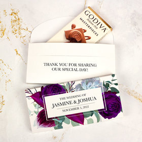 Deluxe Personalized Wedding Elegant Botanical Godiva Chocolate Bar in Gift Box