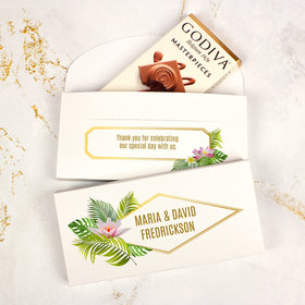 Deluxe Personalized Wedding Floral Glam Godiva Chocolate Bar in Gift Box