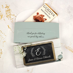 Deluxe Personalized Wedding Chalkboard Lettering Godiva Chocolate Bar in Gift Box