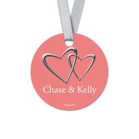 Personalized Round Linked Hearts Wedding Favor Gift Tags (20 Pack)