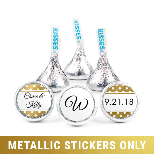 Personalized Metallic Wedding Polka Dots 3/4" Stickers (108 Stickers)