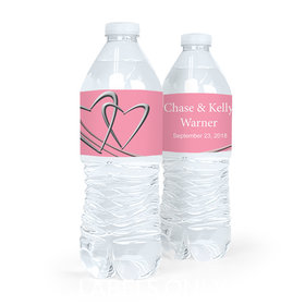 Personalized Wedding Linked Hearts Water Bottle Sticker Labels (5 Labels)