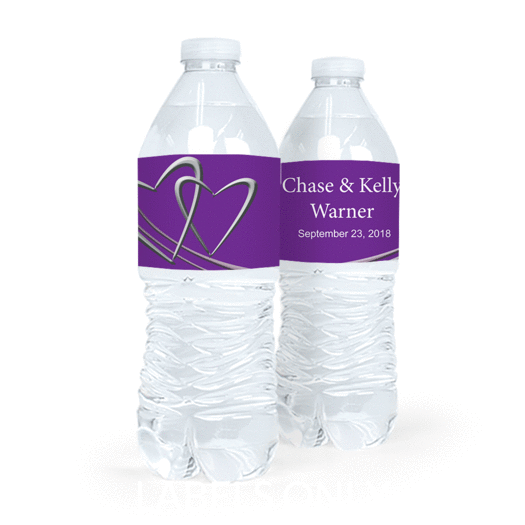 Personalized Wedding Linked Hearts Water Bottle Sticker Labels (5 Labels)