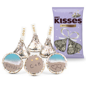 300 Pcs Personalized Wedding Candy Favors Hershey's Kisses - Beach - Assembly Required
