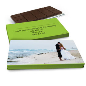 Deluxe Personalized Wedding Full Photo Belgian Chocolate Bar in Gift Box (3oz Bar)