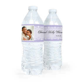Personalized Wedding Lace Photo Water Bottle Sticker Labels (5 Labels)