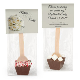 Personalized Wedding White Roses Hot Chocolate Spoon