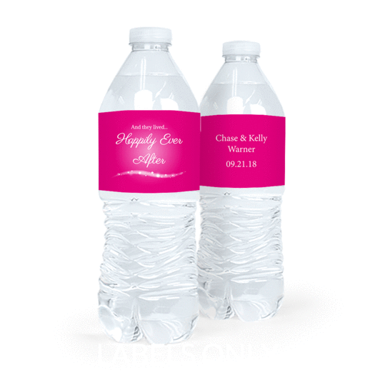 Personalized Wedding Happily Ever After Water Bottle Labels (5 Labels)