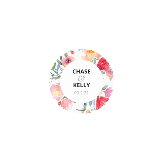 Personalized Wedding Watercolor Flowers 2" Sticker for Digi Bag