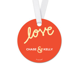 Personalized Round Script Love Wedding Favor Gift Tags (20 Pack)