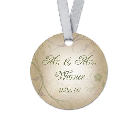 Personalized Round Ivy Wedding Favor Gift Tags (20 Pack)