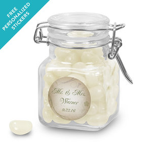 Wedding Favor Personalized Latch Jar Monogram and Leaves (12 Pack)