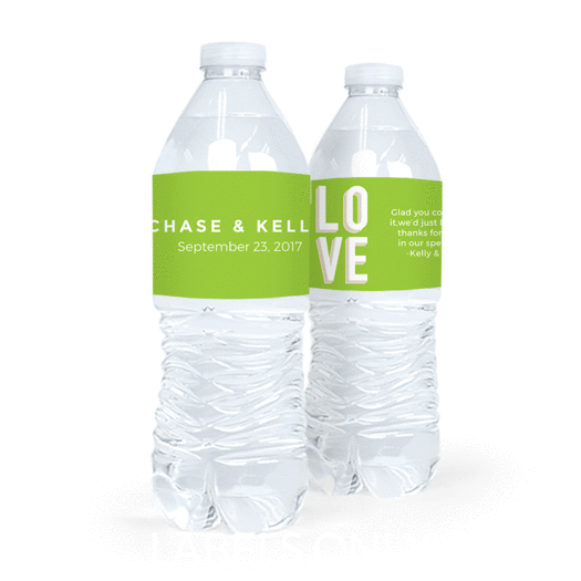 Personalized Wedding Bold Love Water Bottle Sticker Labels (5 Labels)