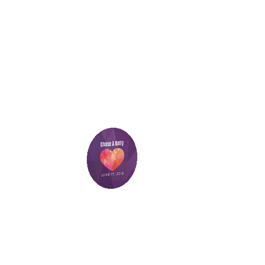 Personalized Wedding Purple Heart 1.25" Sticker for Cube