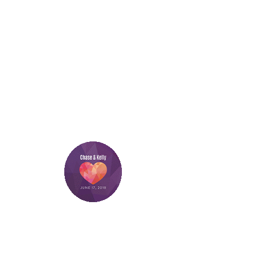 Personalized Wedding Purple Heart 1.25" Sticker for Swing Top Round Jar