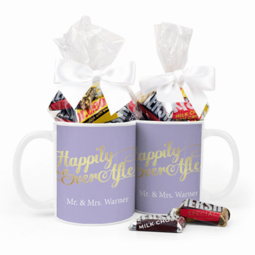 Personalized Wedding Happily Ever After 11oz Mug with Hershey's Miniatures