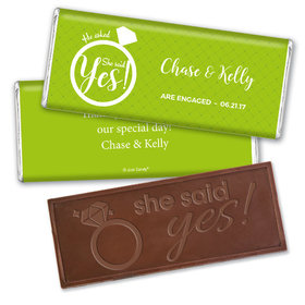 Engagement Party Favor Personalized Embossed Chocolate Bar She Said Yes! Ring