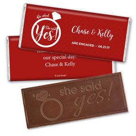 Engagement Party Favor Personalized Embossed Chocolate Bar She Said Yes! Ring