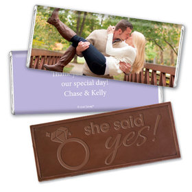 Engagement Party Favor Personalized Embossed Chocolate Bar Full Photo