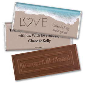 Engagement Party Personalized Embossed Chocolate Bar Sand Writing Love by the Sea