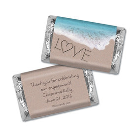 Engagement Party Personalized Hershey's Miniatures Wrappers Sand Writing Love by the Sea