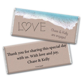 Engagement Party Personalized Chocolate Bar Wrappers Sand Writing Love by the Sea