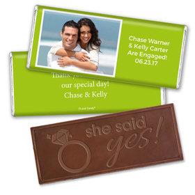 Engagement Party Favor Personalized Embossed Chocolate Bar Photo