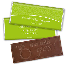Engagement Party Favor Personalized Embossed Chocolate Bar Sunburst Hearts Pattern