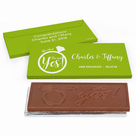 Deluxe Personalized Engagement She Said Yes! Ring Chocolate Bar in Gift Box