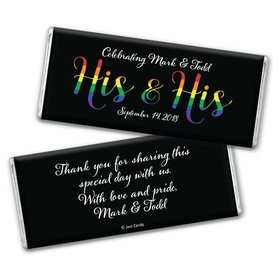 Personalized Gay Wedding His & His Rainbow Chocolate Bar & Wrapper