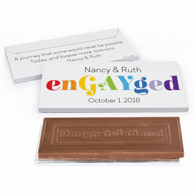 Deluxe Personalized Wedding EnGAYged Embossed Chocolate Bar in Gift Box