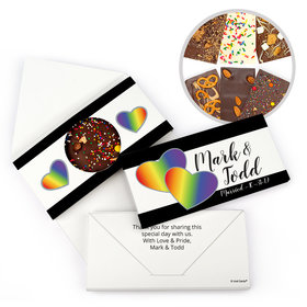 Personalized Wedding LGBT Rainbow Hearts Gourmet Infused Belgian Chocolate Bars (3.5oz)