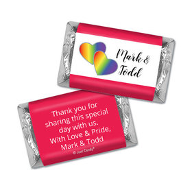 Personalized LGBT Wedding Rainbow Hearts Hershey's Miniatures