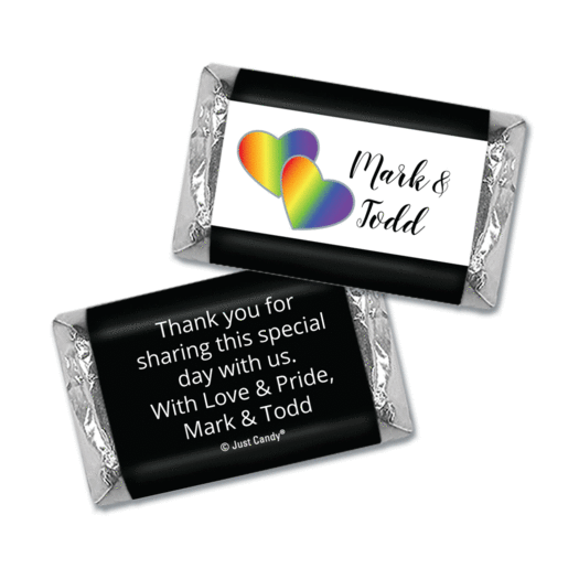 Personalized LGBT Wedding Rainbow Hearts Mini Wrappers Only