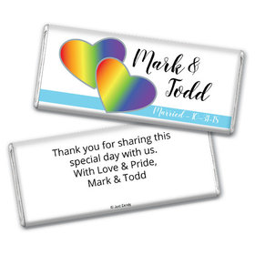 Personalized LGBT Wedding Rainbow Hearts Chocolate Bar & Wrapper