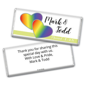 Personalized LGBT Wedding Rainbow Hearts Chocolate Bar & Wrapper