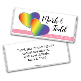 Personalized LGBT Wedding Rainbow Hearts Chocolate Bar Wrappers Only